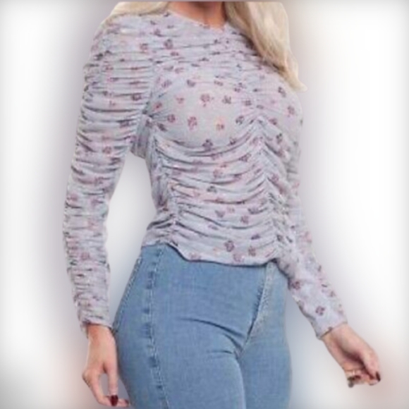 Zara Lavender Ruched Blouse - Picture 1 of 7